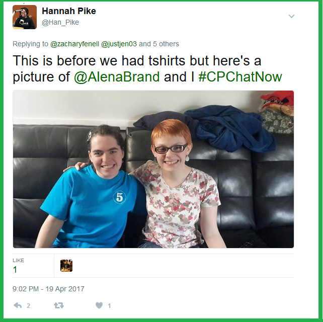 Hannah submits a photo with fellow #CPChatNow participant Alena Brand for inclusion in CPChatNow's new promotional graphics.